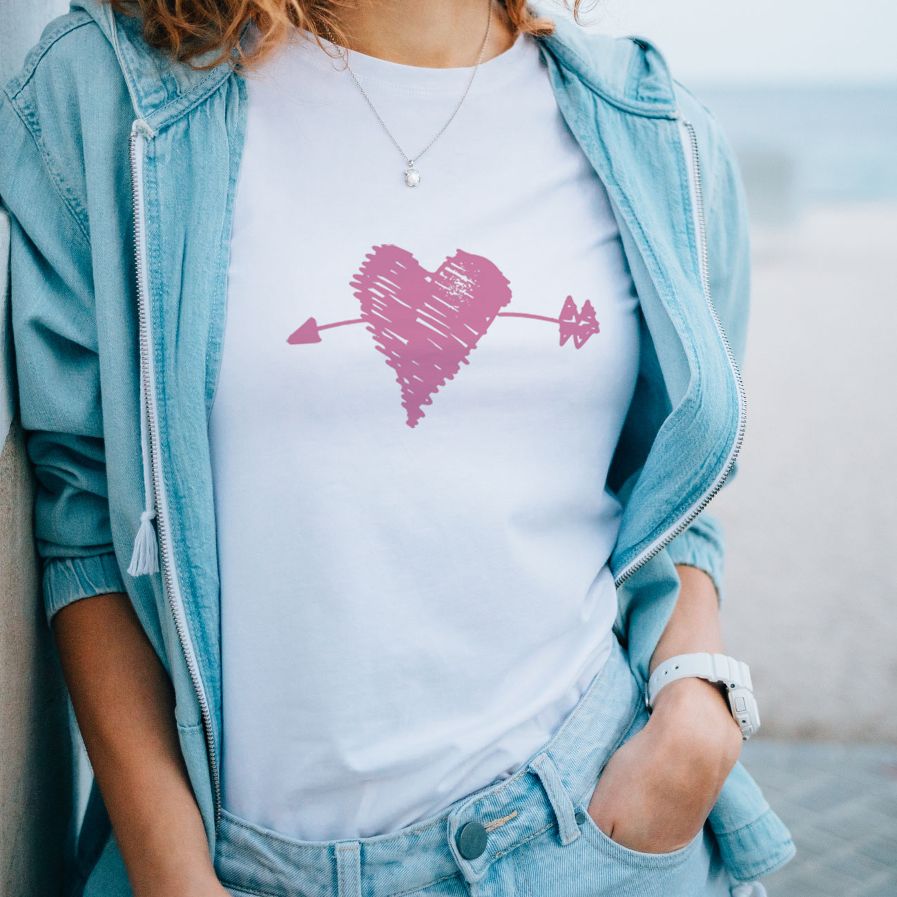 pink tshirt logo cupid heart arrow